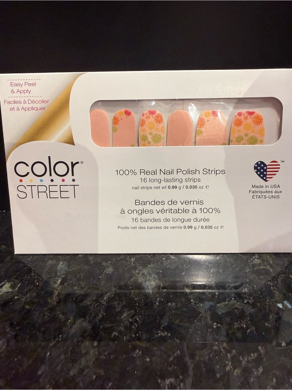 Color Street Peach and Multi-Color Dot Nail Polish Strips